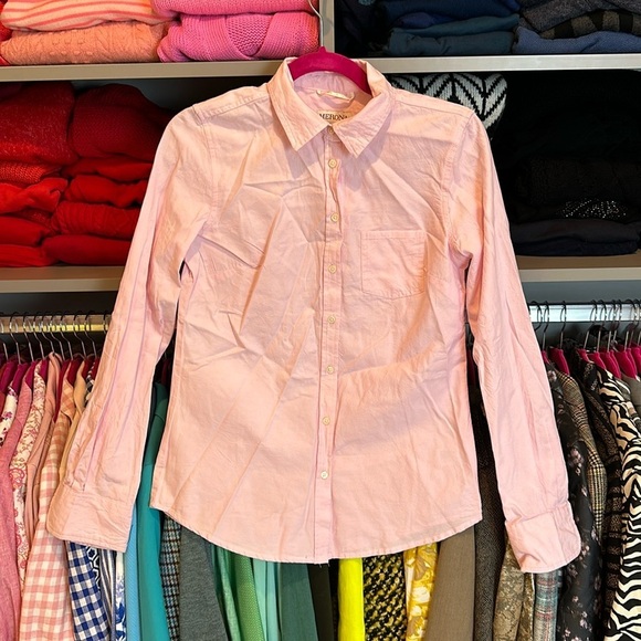 Merona pink 100% cotton long sleeve button down shirt size XS - Picture 1 of 3
